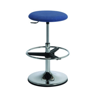 Le tabouret design ACTUAL de siegepro.com avec assise standard coloris bleu vérin haut et repose-pieds