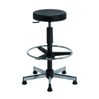 Tabouret polyuréthane piètement chromé TAVEL de siegepro avec repose-pieds circulaire
